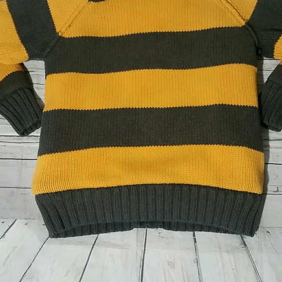 GAP KIDS Yellow & Gray Striped Hooded Sweater 8 M - Picture 6 of 7
